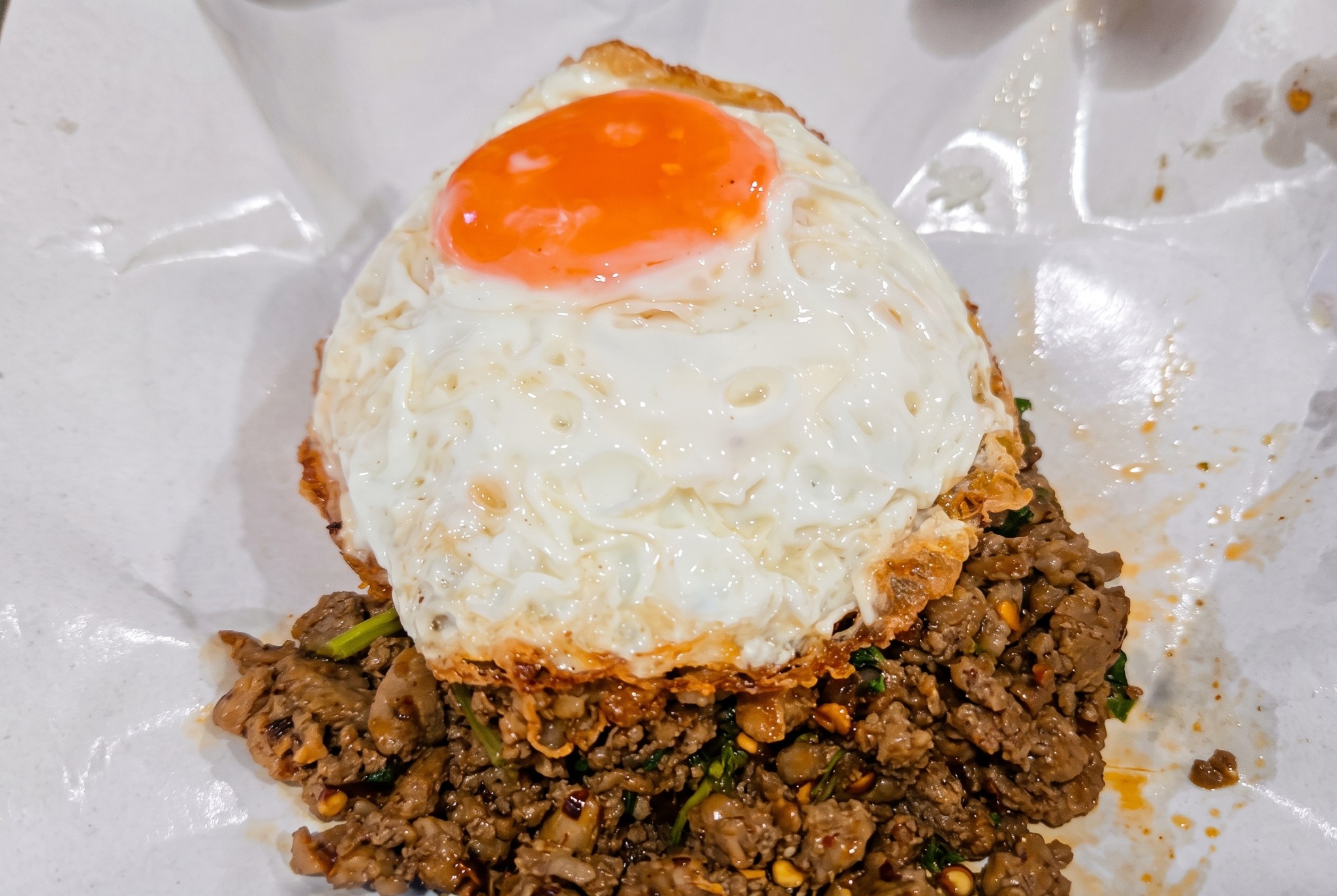 Pad Kra Pao with fried egg
