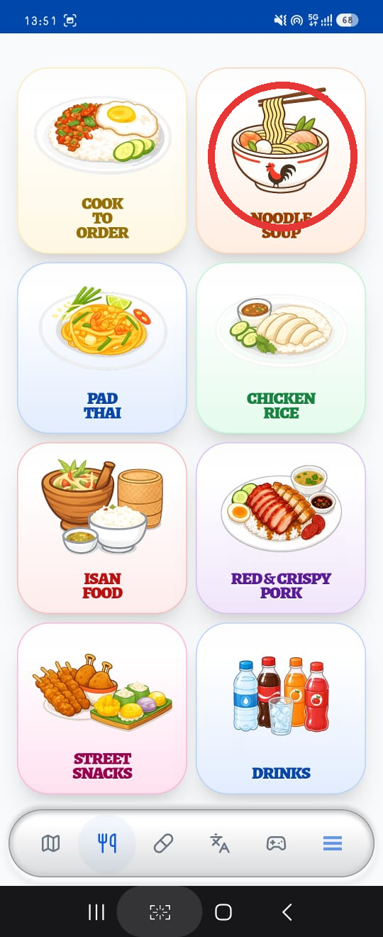 Choose Noodle Soup in Speak Thai for Me